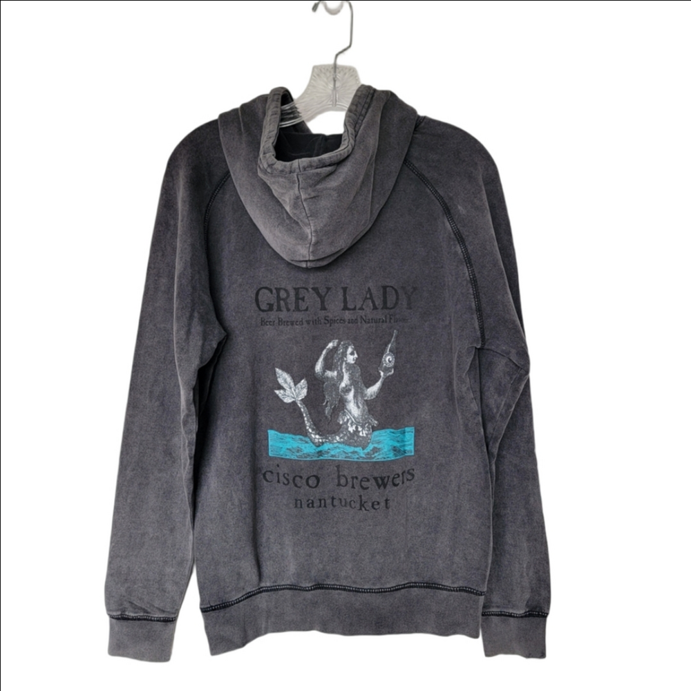 Grey hoodie featuring Cisco Brewers Nantucket design Size S